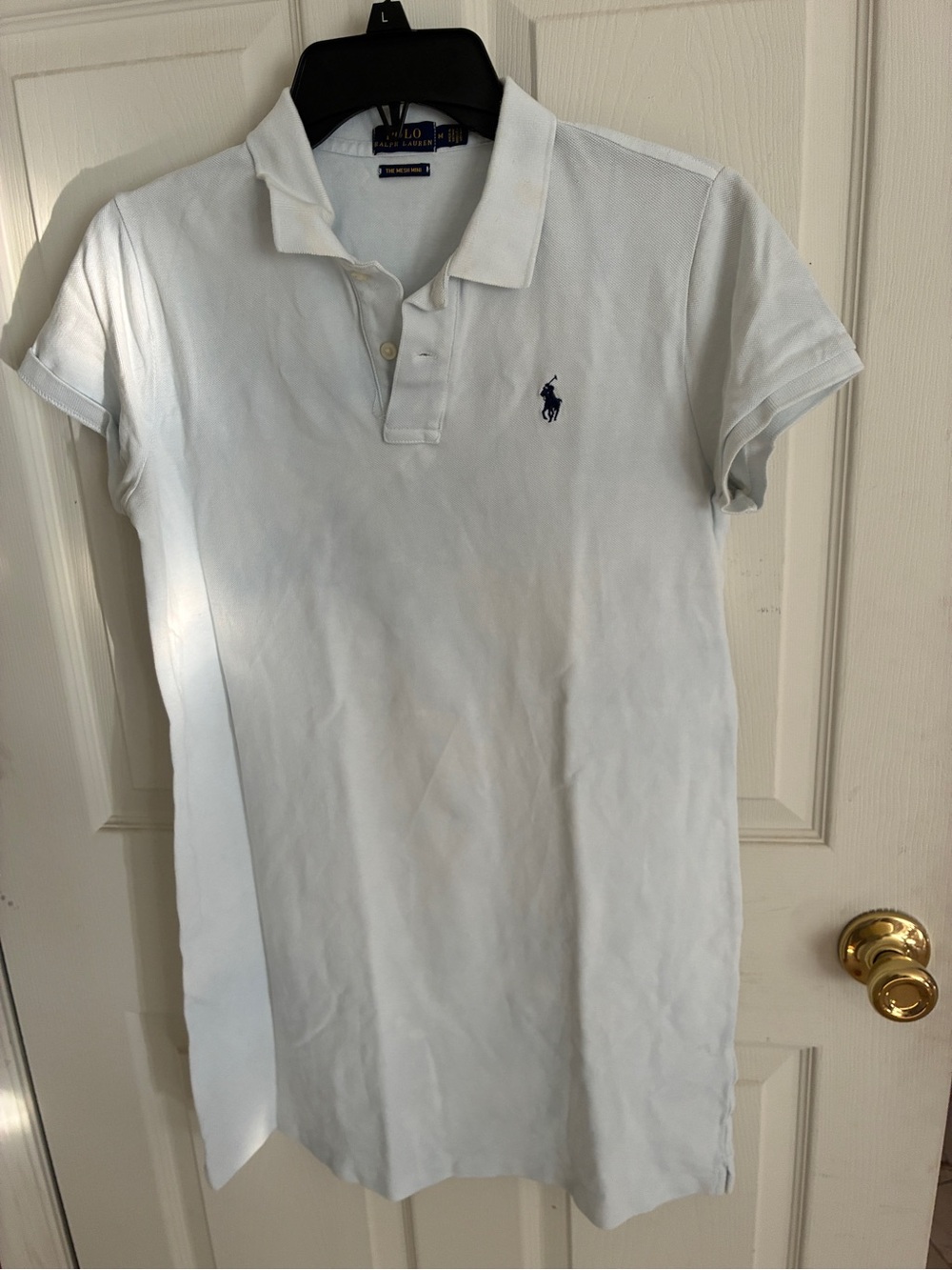 Ralph Lauren Light Blue juniors mini dress with Navy Logo size Medium.